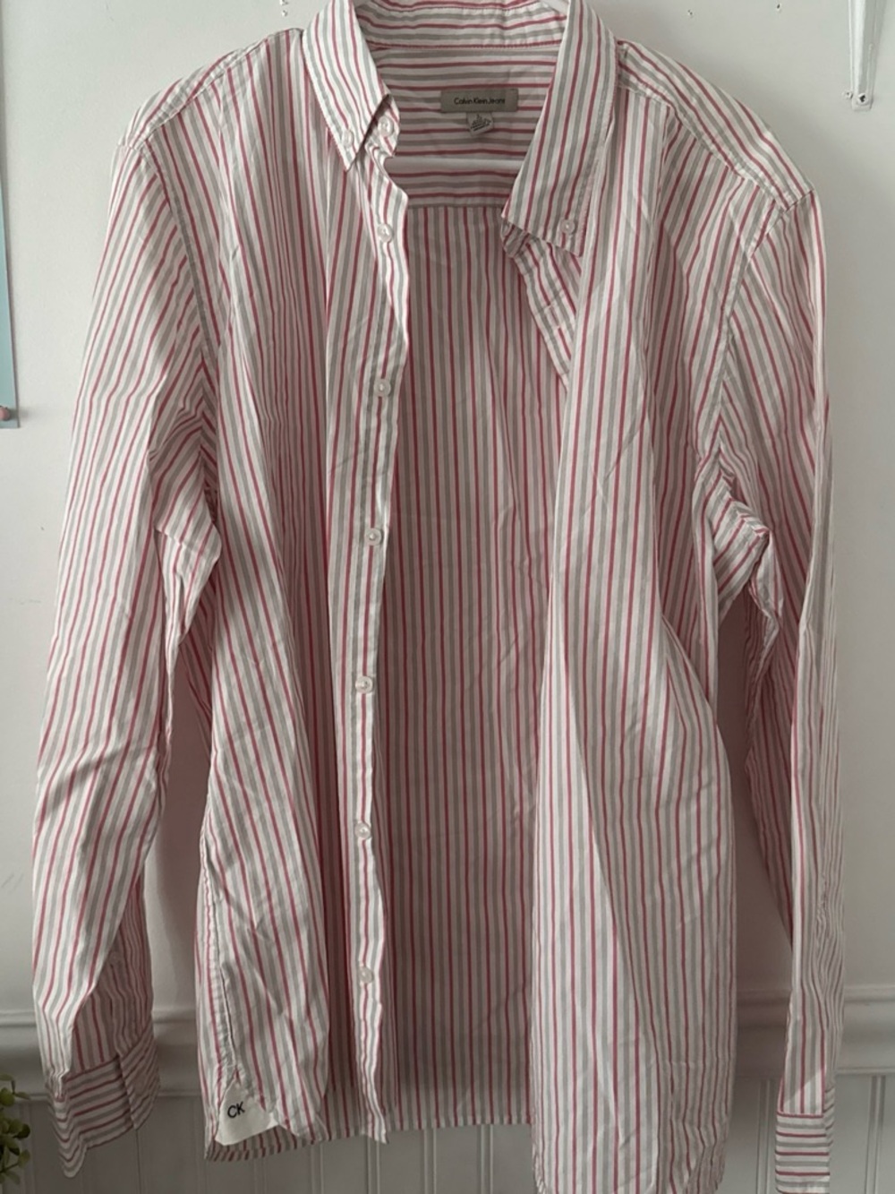 Calvin Klein Jeans Pink & White Striped Button-Down Shirt
